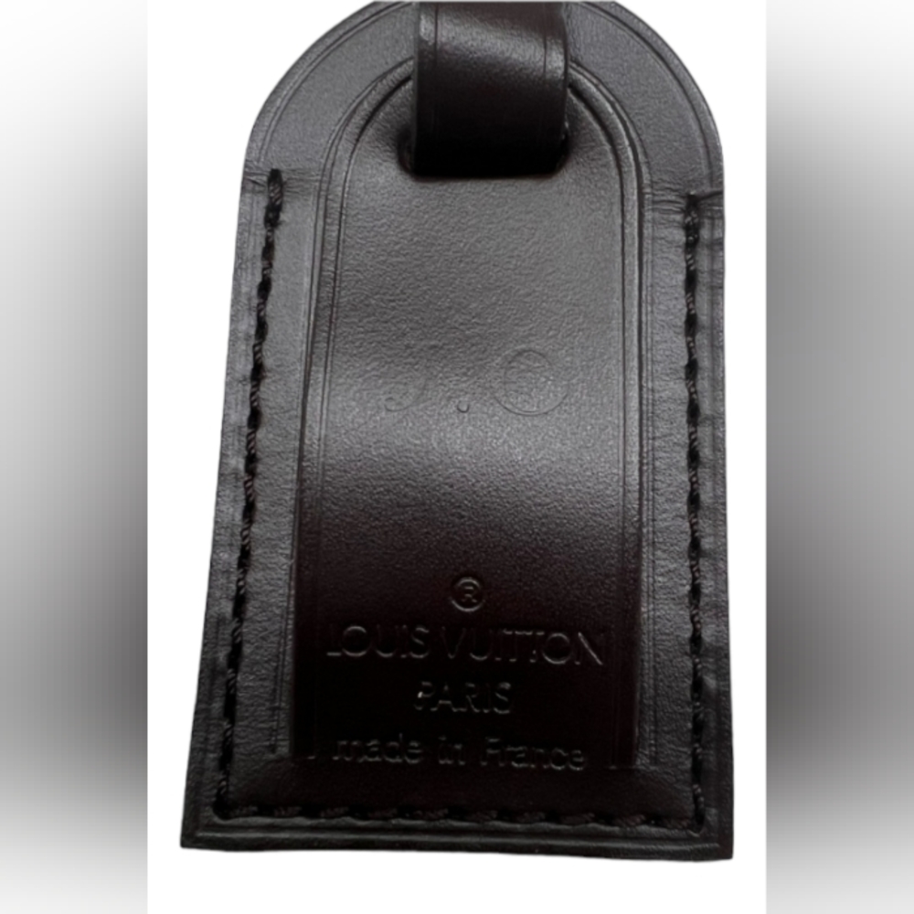 LOUIS VUITTON AUTHENTIC LEATHER CHOCOLATE BROWN  LUGGAGE TAG  EUC - Picture 2 of 5